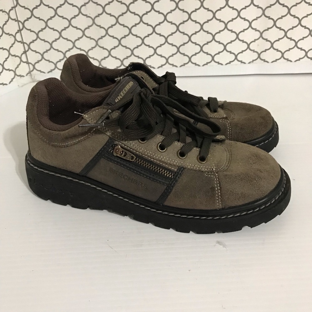 Vtg Skechers Brown Platform Jammers Chunky Lug Sole Grunge Y2K Size 8.5
